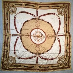 Talbots Silk Scarf Equestrian themed 36”x35”